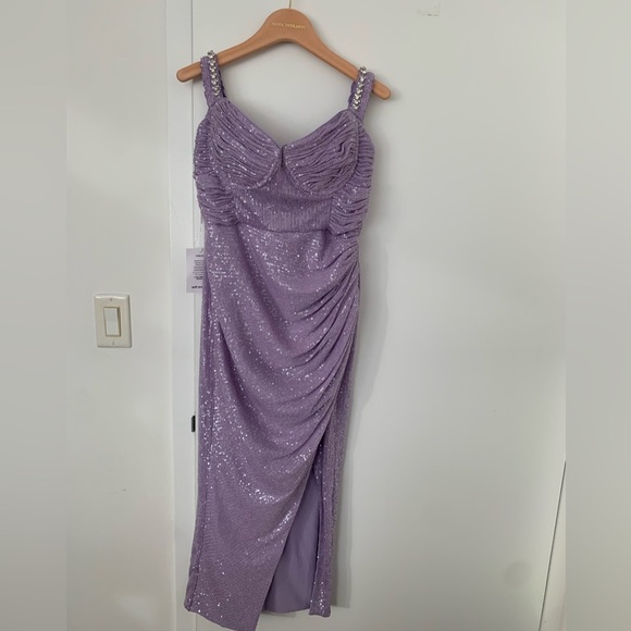 Self-Portrait lilac midi sequin dress gown NWT - Picture 7 of 11